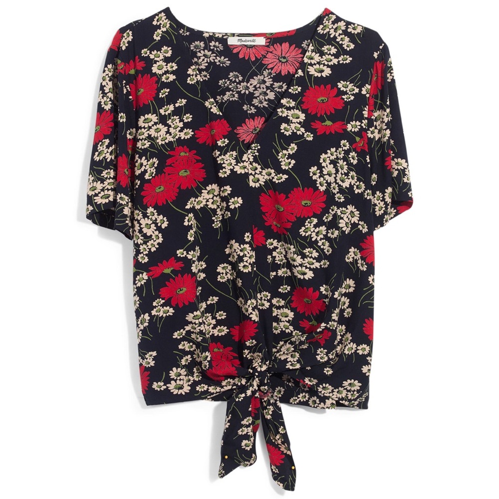 Madewell Hillside Daisies Tie Front Top Floral